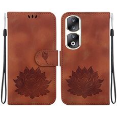 Custodia per telefono in pelle goffrata Honor 90 Pro Lotus (marrone)