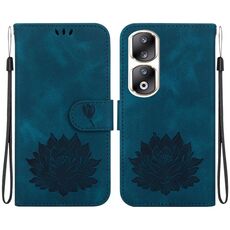 Custodia per telefono in pelle goffrata Honor 90 Pro Lotus (blu scuro)