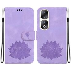 Custodia per telefono in pelle goffrata Lotus per Honor 90 Pro (viola)