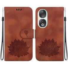 Custodia per telefono in pelle goffrata per Honor 90 Lotus (marrone)