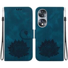 Custodia per telefono in pelle goffrata per Honor 70 Lotus (blu scuro)