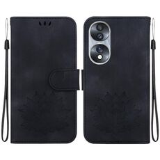 Custodia per telefono in pelle goffrata Honor 70 Lotus (nera)