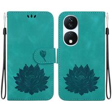Custodia per telefono in pelle goffrata Lotus per Honor X7b / Play 50 Plus (verde)