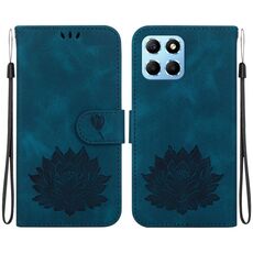 Custodia per telefono in pelle goffrata Lotus per Honor X8 5G (blu scuro)