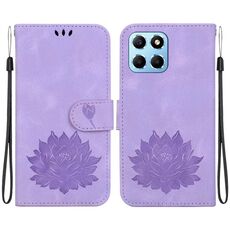 Custodia per telefono in pelle goffrata Lotus per Honor X8 5G (viola)