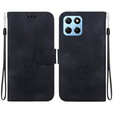 Custodia per telefono in pelle goffrata Lotus per Honor X8 5G (nera)