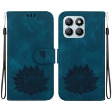 Custodia per telefono in pelle goffrata Lotus per Honor X8b (blu scuro)