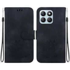 Custodia per telefono in pelle goffrata Honor X8b Lotus (nera)