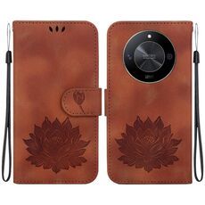 Custodia per telefono in pelle goffrata Lotus per Honor X9b / Magic6 Lite (marrone)