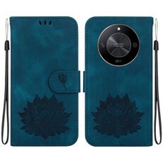 Custodia per telefono in pelle goffrata Lotus per Honor X9b / Magic6 Lite (blu scuro)
