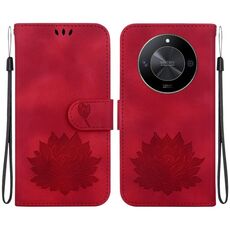 Custodia per telefono in pelle goffrata Lotus per Honor X9b / Magic6 Lite (rossa)