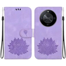 Custodia per telefono in pelle goffrata Lotus per Honor X9b / Magic6 Lite (viola)