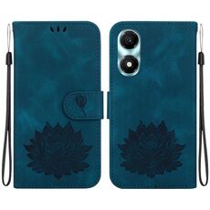 Custodia per telefono in pelle goffrata Lotus per Honor X5 Plus / Play 40C (blu scuro)