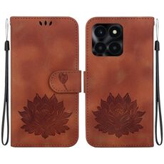 Custodia per telefono in pelle goffrata Lotus per Honor X6a (marrone)