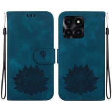 Custodia per telefono in pelle goffrata Lotus per Honor X6a (blu scuro)