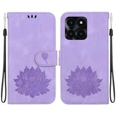 Custodia per telefono in pelle goffrata per Honor X6a Lotus (viola)