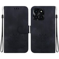 Custodia per telefono in pelle goffrata Lotus per Honor X6a (nera)