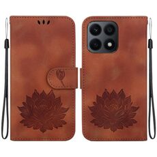 Custodia per telefono in pelle goffrata Lotus per Honor X8a (marrone)