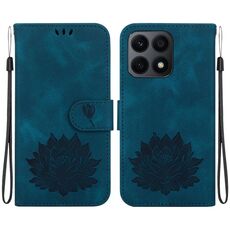 Custodia per telefono in pelle goffrata Lotus per Honor X8a (blu scuro)