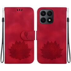 Custodia per telefono in pelle goffrata Lotus per Honor X8a (rossa)