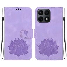 Custodia per telefono in pelle goffrata per Honor X8a Lotus (viola)
