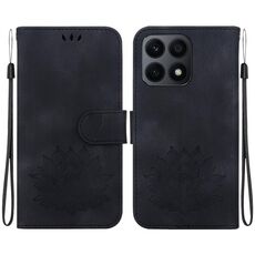Custodia per telefono in pelle goffrata Lotus per Honor X8a (nera)