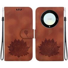 Custodia per telefono in pelle goffrata Lotus per Honor X9a (marrone)