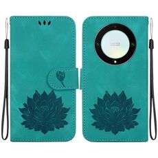 Custodia per telefono in pelle goffrata Lotus per Honor X9a (verde)