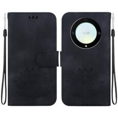 Custodia per telefono in pelle goffrata Lotus per Honor X9a (nera)