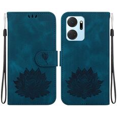 Custodia per telefono in pelle goffrata Lotus per Honor X7a (blu scuro)