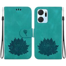 Custodia per telefono in pelle goffrata Lotus per Honor X7a (verde)