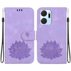 Custodia per telefono in pelle goffrata For Honor X7a Lotus (viola)