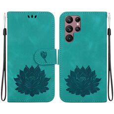Custodia per telefono in pelle goffrata Lotus per Samsung Galaxy S22 Ultra 5G (rossa)