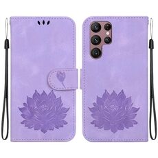 Per Samsung Galaxy S22 Ultra 5G Custodia per telefono in pelle goffrata Lotus (viola)