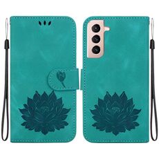 Custodia per telefono in pelle goffrata Lotus per Samsung Galaxy S22+ 5G (verde)