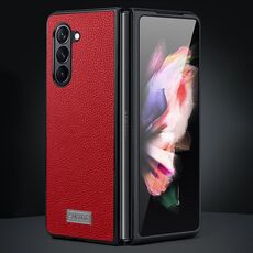 Per Samsung Galaxy Z Fold6 SULADA Custodia antiurto in TPU + pelle con texture Litchi (rosso)