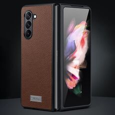 Per Samsung Galaxy Z Fold6 SULADA Custodia per cellulare in TPU antiurto + texture litchi (marrone)