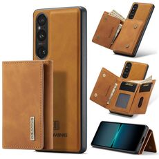 Per Sony Xperia 1 VI DG.MING serie M1 portafoglio multi-carta 3 pieghe + custodia magnetica per telefono (marrone)