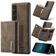 Per Sony Xperia 1 VI DG.MING Serie M1 Portafoglio multi-carta 3 pieghe + Custodia magnetica per telefono (Caffè)