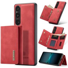 Per Sony Xperia 1 VI DG.MING Serie M1 Portafoglio multi-carta 3 pieghe + Custodia magnetica per telefono (Rosso)