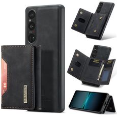Per Sony Xperia 1 VI DG.MING M2 Series Borsa multi-carta 3 pieghe + Custodia magnetica per telefono (Nero)