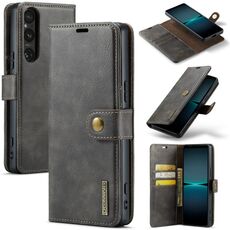 Custodia per telefono in pelle magnetica staccabile con texture Crazy Horse per Sony Xperia 1 VI DG.MING (grigio)