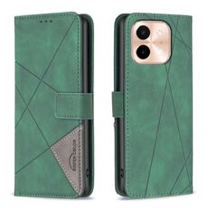 Per vivo Y28 4G Custodia per telefono in pelle con fibbia magnetica con texture romboidale (verde)