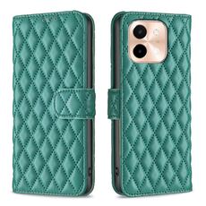 Per vivo Y28 4G Diamond Lattice Portafoglio Flip Custodia in pelle per telefono (Verde)