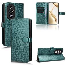Custodia per telefono in pelle con texture a nido d'ape per Honor 200 Pro (verde)