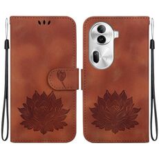 Per OPPO Reno11 Pro 5G Custodia per telefono in pelle goffrata Global Lotus (marrone)
