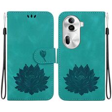Per OPPO Reno11 Pro 5G Custodia per telefono in pelle con stampa di loto globale (verde)