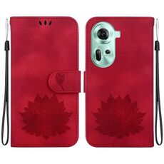 Per OPPO Reno11 5G Custodia per telefono in pelle goffrata Global Lotus (rossa)