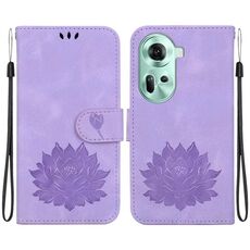 Per la custodia per telefono in pelle goffrata Global Lotus OPPO Reno11 5G (viola)