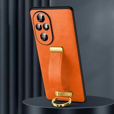 Custodia per telefono antiurto per Honor 200 Pro SULADA PC + pelle con texture in pelle (arancione)